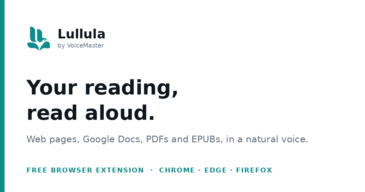 I built Lullula to read webpages, PDFs and ebooks aloud in your browser